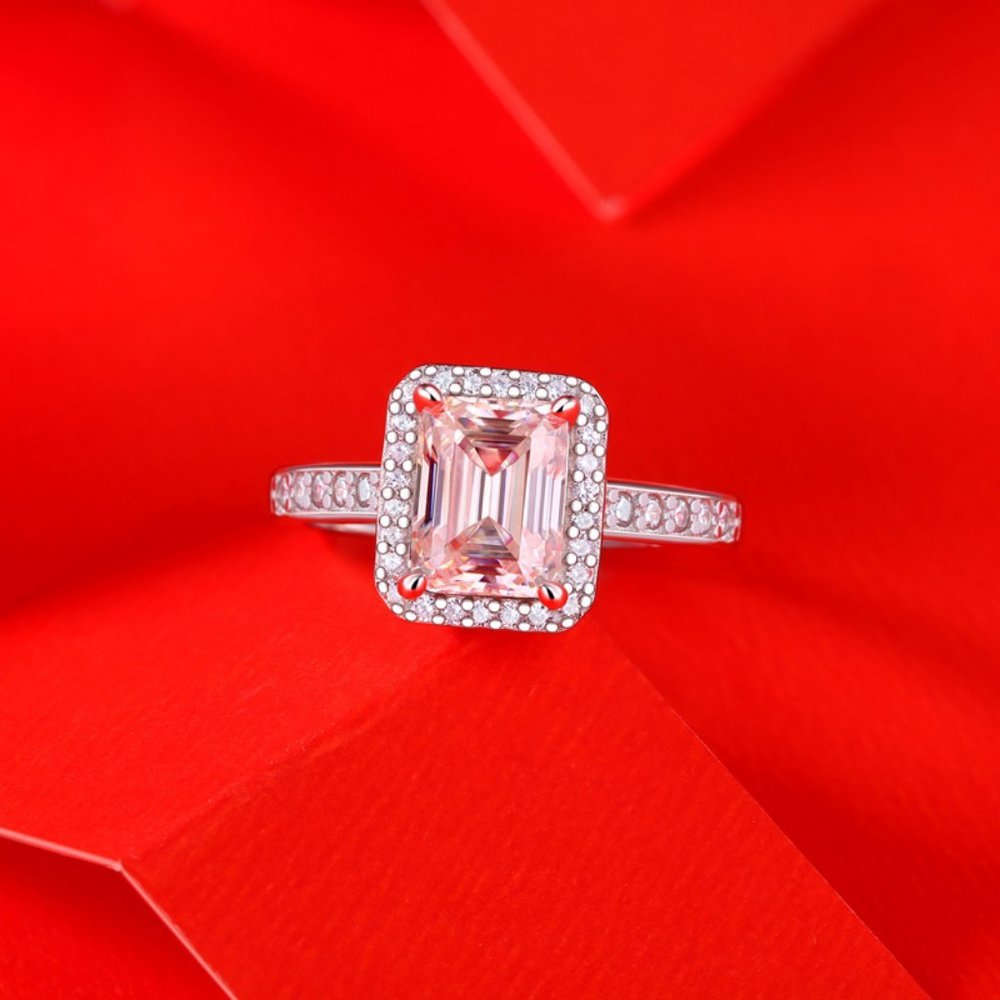 Certified 3ct. t.w. Moissanite Diamond Emerald Cut Engagement Ring NEW - Picture 4 of 11